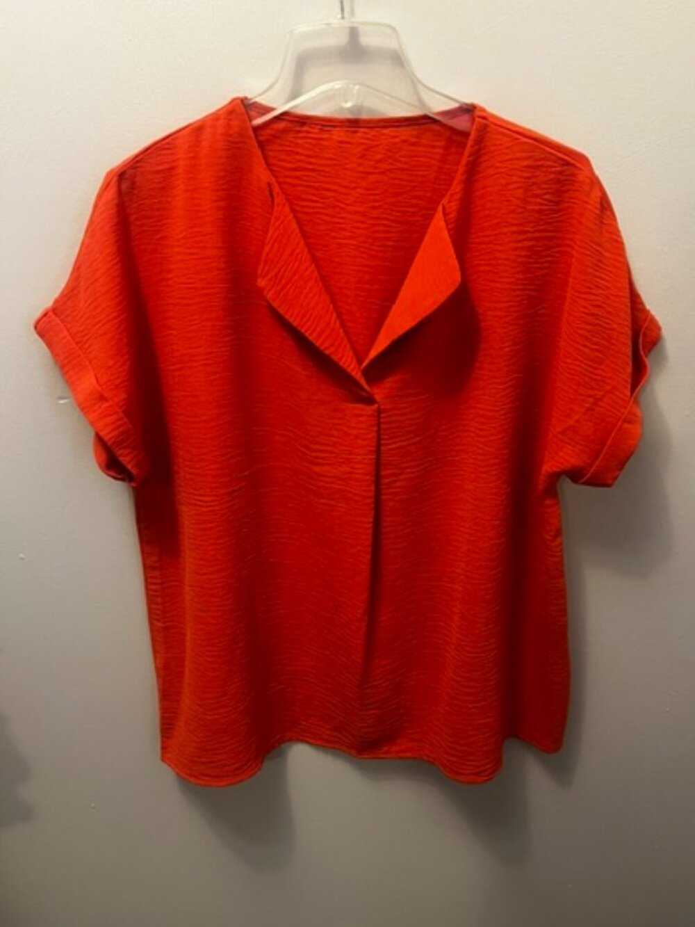 Women's Niya Blouse, Size LX, Orange, Short Sleeve, V Neck, Ex Cond!